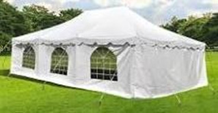 Event tent set up on grass